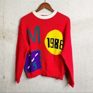 Vintage Jigsaw teacher sweater red size medium